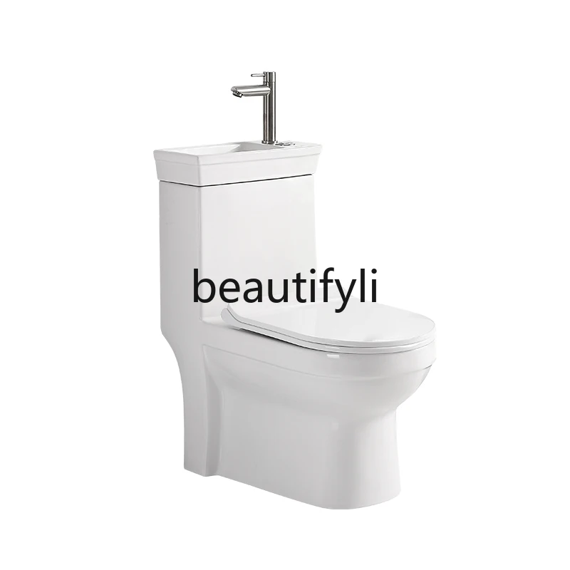 

Household flush toilet flush toilet ceramic with wash basin integrated water-saving siphon