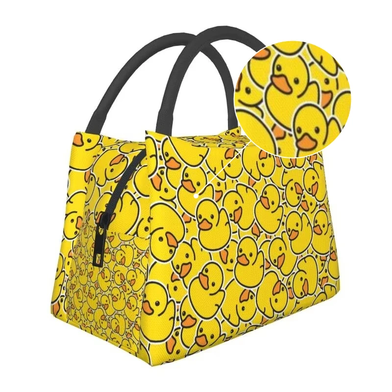 Cute Rubber Ducks Thermal Lunch Bag Cartoon Yellow Ducks Waterproof Cooler Insulated Lunch Bento Tote for Travel Picnic Beach