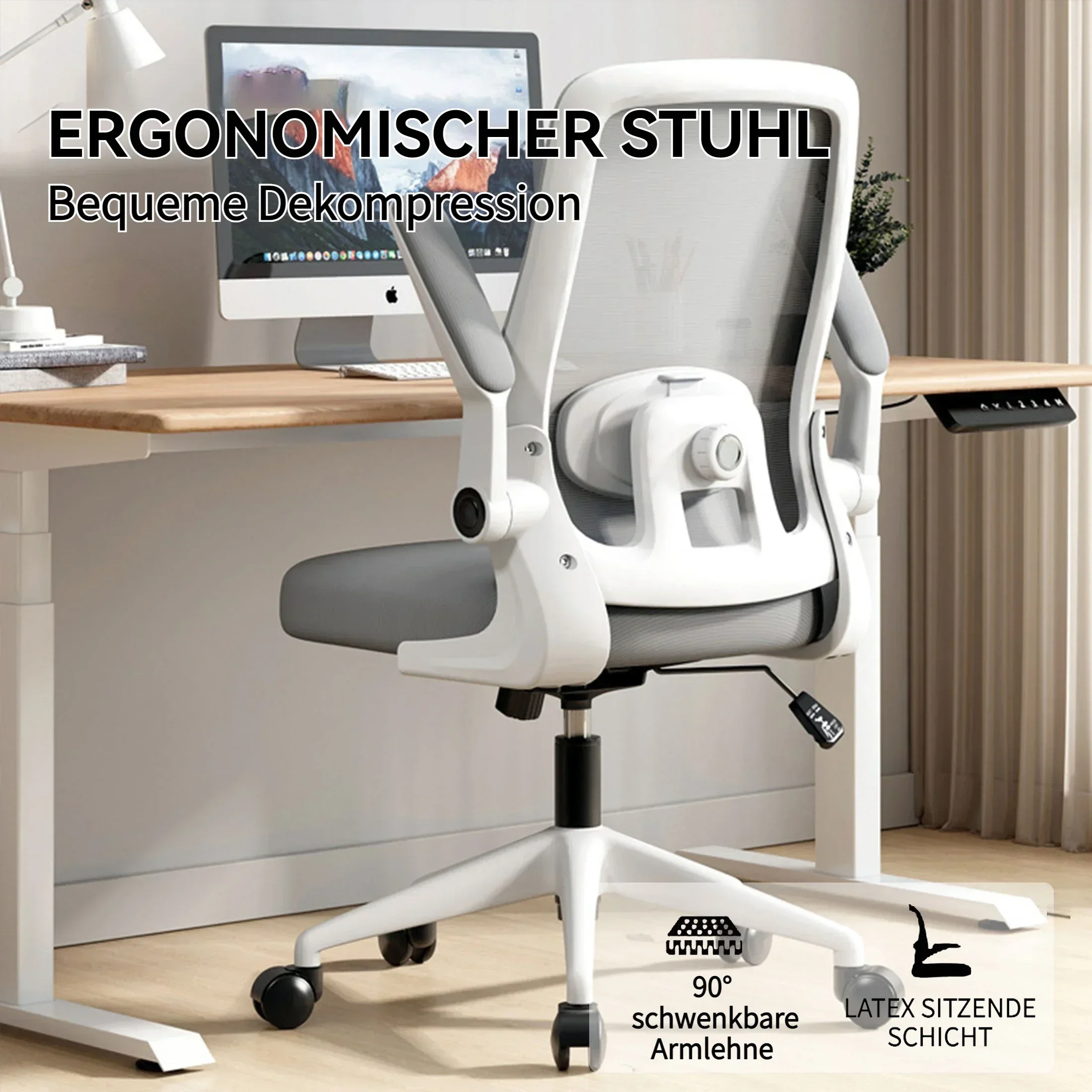 Bürostuhl, Schreibtischstuhl mit 3D-Kissen, Swivelstuhl, Chefsessel, ergonomischer Gaming-Stuhl, mit