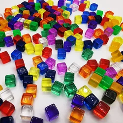 100 Pçs/set 8mm Acrílico Transparente Cinza Quadrado Canto Colorido Cristal Dice Xadrez Peça Ângulo Direito Peneira Cubo Para Puzzle Game