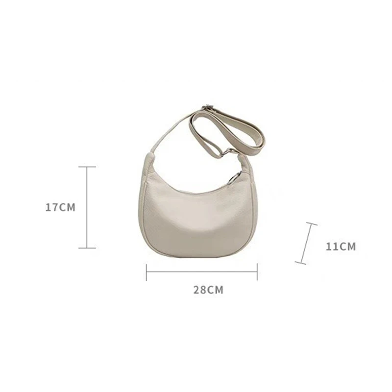 Small Group Crescent Armpit Bag For Ladies, Fashionable Lychee Pattern Shoulder Bag, Solid Color Crossbody Bag, Texture Dumpling