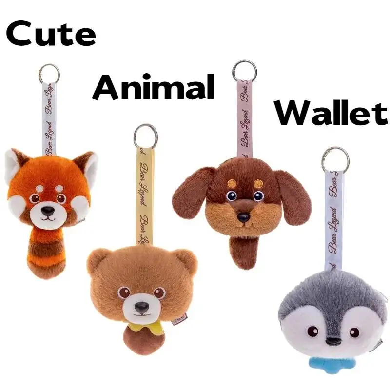10cm Cute Cartoon Animal Coin Purse Kawaii Little Bear Penguin Red Panda Dachshund Plush Pendant Kid Birthday Gift