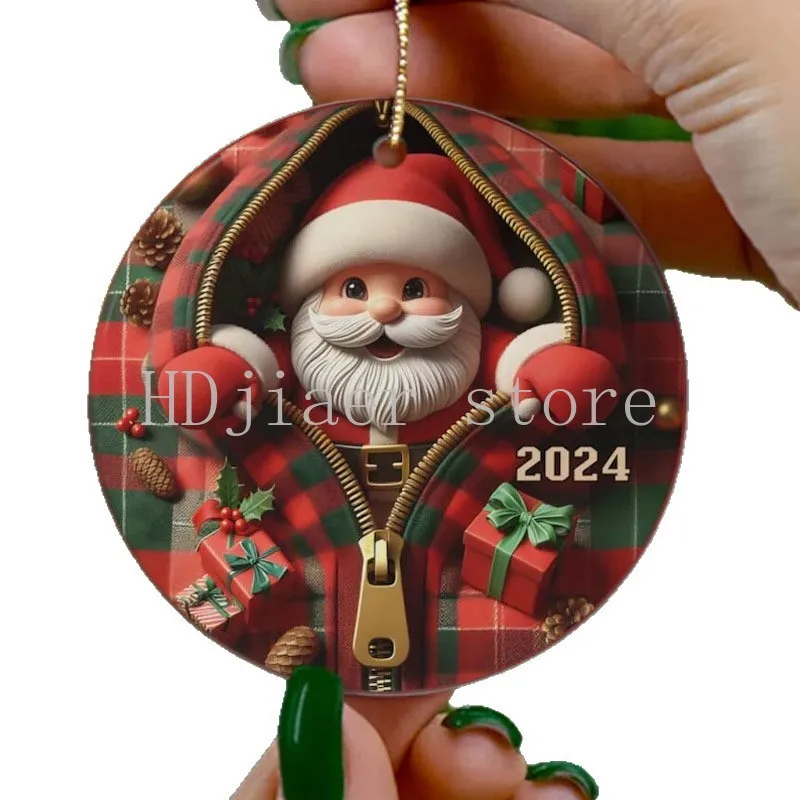 2D flat acrylic printed Christmas tree, Christmas hat, pendant, decorative item, Christmas gift