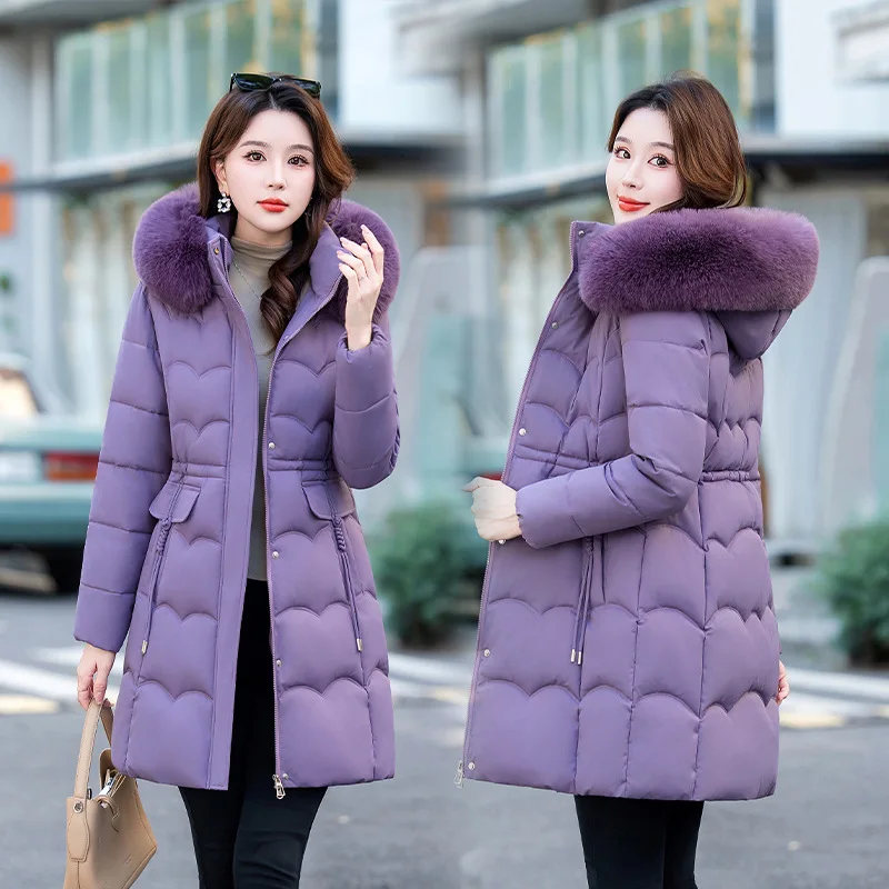 Women's Down and Cotton Jacket for Middle-aged and Elderly, 2025 Slim Fit, Waist Cinching, and Warmth Retention