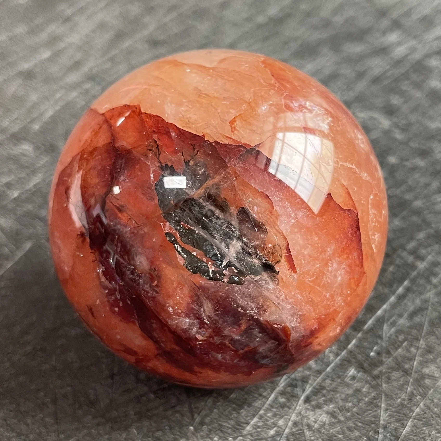 Boule de Clip Rouge Arc-en-ciel en Pierre Naturelle, Sphère de Quartz Clair, Décoration de Roche Rugueuse, Guérison Polie, ZOil, 170g