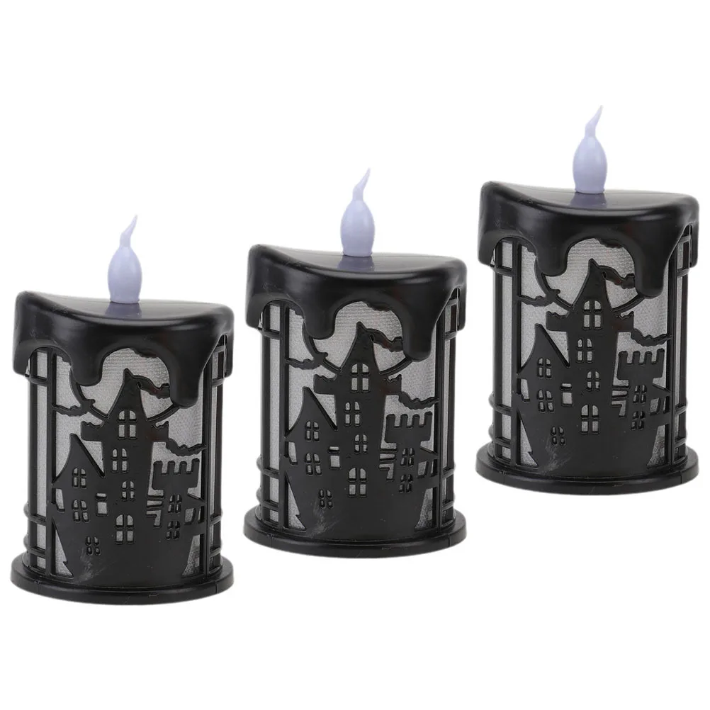 

3Pcs LED Lamps Halloween Theme Plastic Hollow Design Night Light Tabletop Decor Halloween-Themed Light