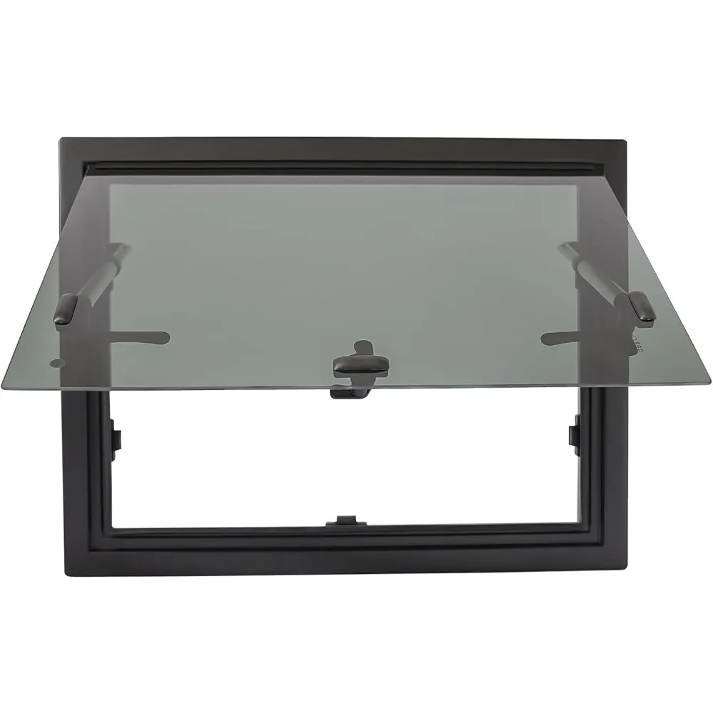 نافذة خروج RV مقاس 24 × 18 مع زجاج مقسى ملون وشاشة وظل - إطار من الألومنيوم