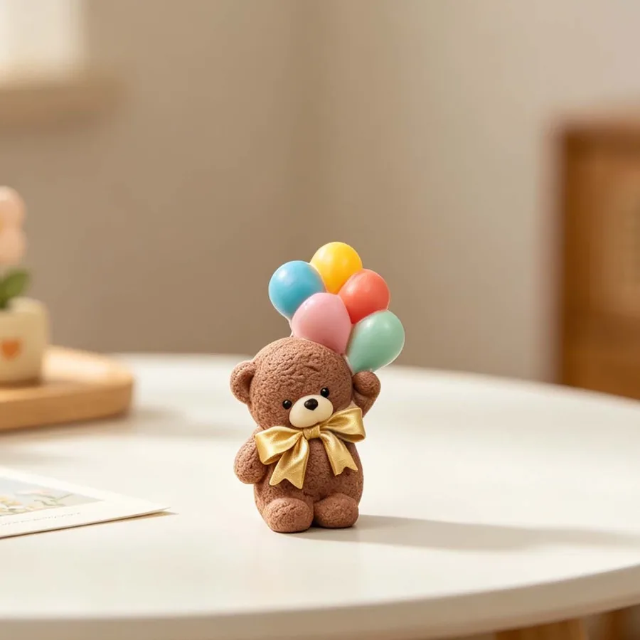 DIY Teddybär Handgehaltene Ballon-Silikonform für Kerzen, Niedliche Schleifenbär-Bastelarbeiten, Ton-, Gips-, Zement-, Seifenformen, Heimgeschenke – Detail 6