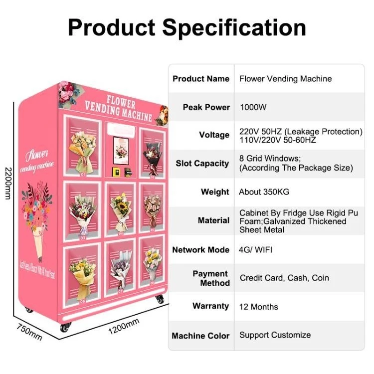 24h Fresh Floral Cooler Flower Vending Frizer Automatic Flower Vending Machine