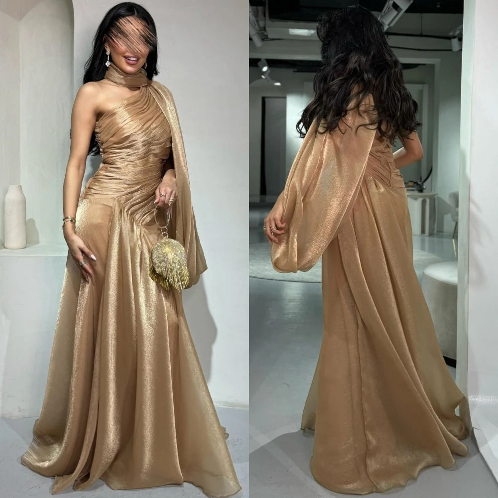 Jiayigong  Ball    Chiffon Pleat Party A-line One-shoulder Bespoke Occasion Gown Long Es Saudi Arabia