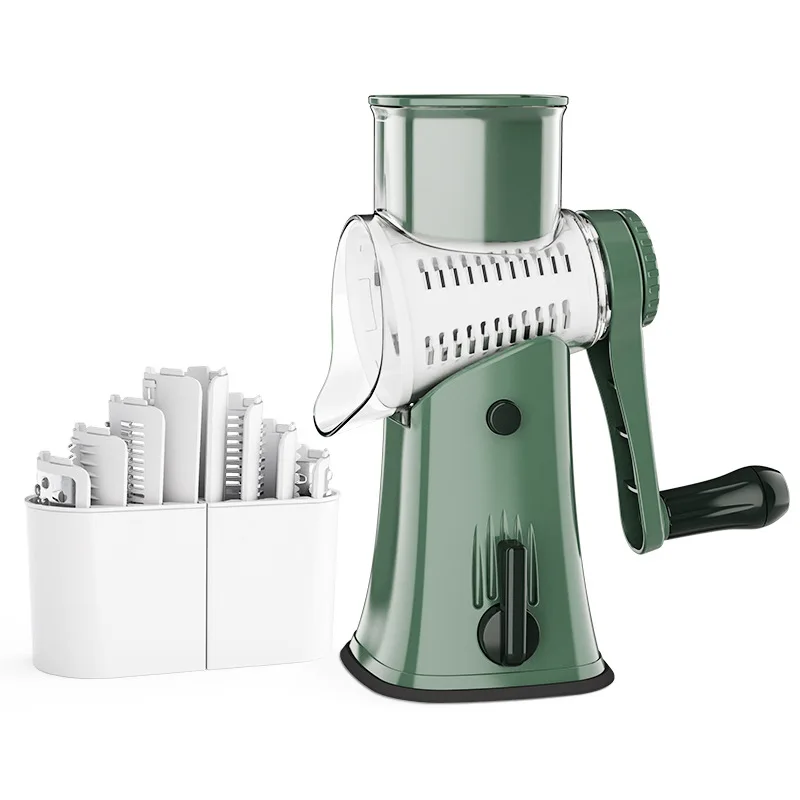 LMETJMA 5-in-1 rotierender Käsereibe, Schredder, Küche, Mandoline, Gemüse, Julienne-Schneider, Waffelschneider, Nusszerkleinerer JT247 5