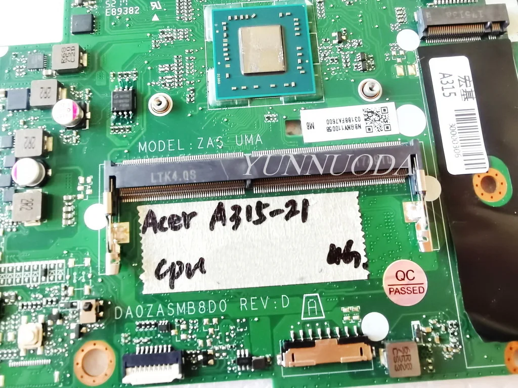 Imagem -03 - Placa-mãe Portátil para Acer Aspire Da0zasmb8d0 A31521 4g Ram Ddr4 Testado Bom a4 a6 Cpu a9