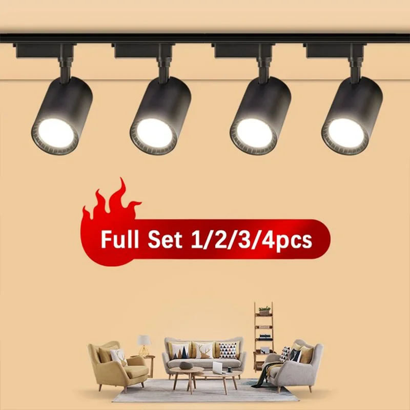 Full Set Led Track Light Spot Light Fixture 12/20/30/40W Track Lighting Rail Spot Led Track Lamp For Living Room Clothing Store 