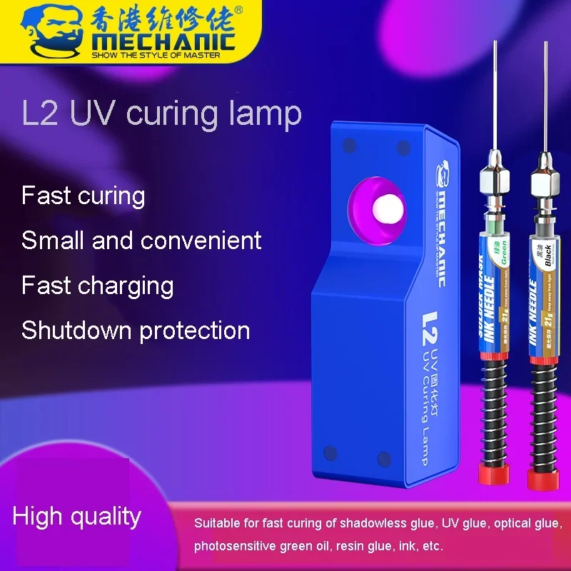 Mechanic L2 3W UV Fast Curing Lamp Phone Motherboard UV Glue Green Oil Curing Repair Light OCA Optical Solder Mask Oil Resin