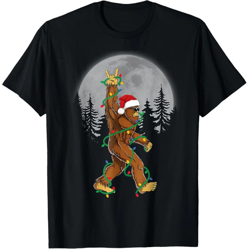 

Bigfoot Santa Christmas Tree Lights Funny Xmas Sasquatch T-Shirt