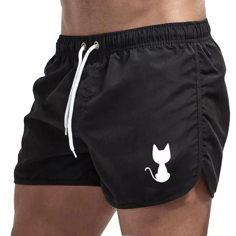 

Men's cat print shorts, casual sportswear, breathable, running, beach pants summer, S-3XL