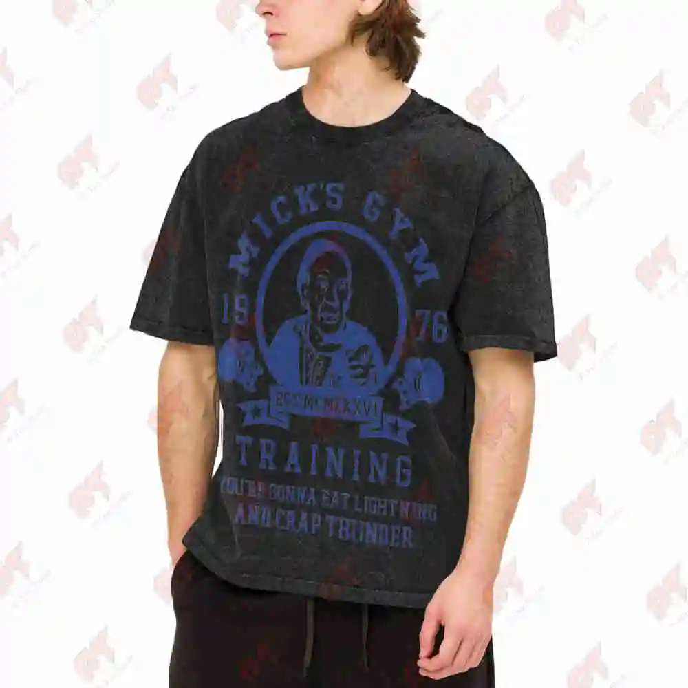 Mick's Gym Eat Lightning Crapp Thunder Vintage Washed Tee Pure Cotton T-Shirt