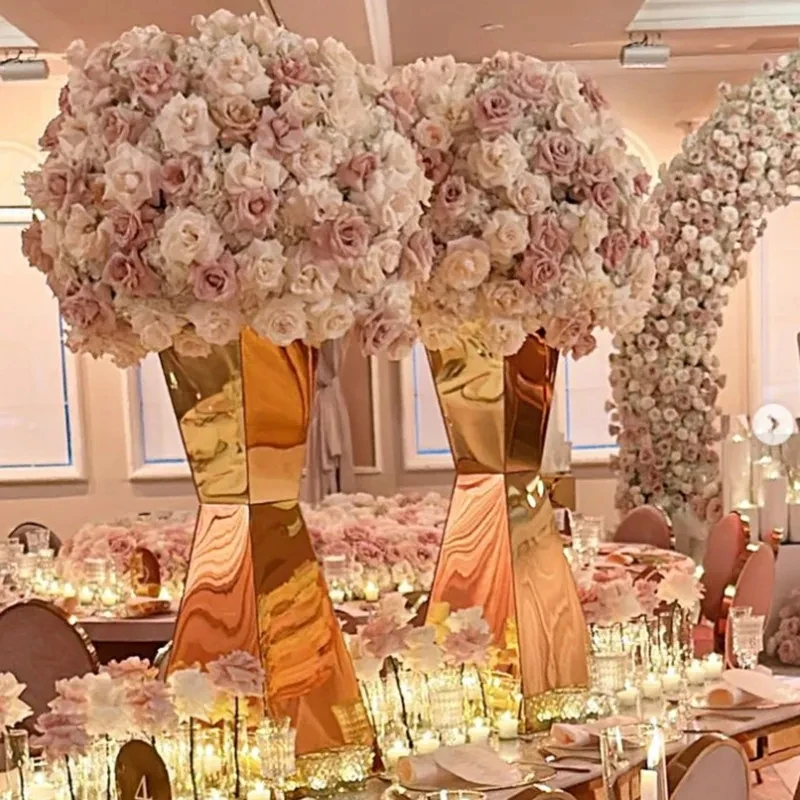 2/4/6/10 Stück Vasen Hochzeitstisch-Mittelstücke Edelstahl-Blumenständer Vasen für Gangdekorationen Partydekoration – Detail 8