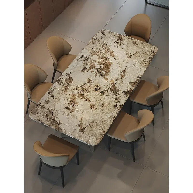 Marble dining table and chair combination Italian light luxury household small apartment high-end dining table 4