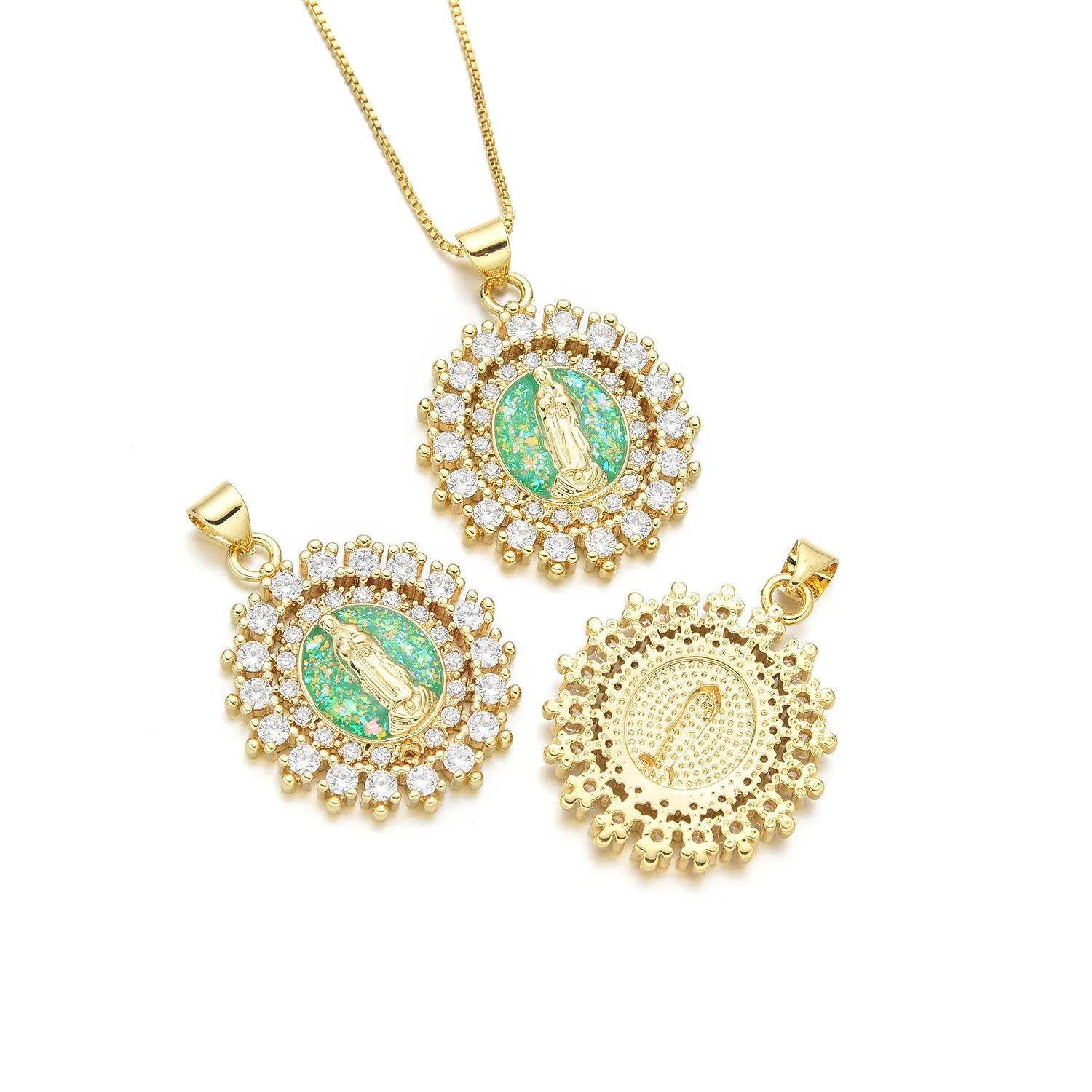 5pcs European and American Opal White Shell Virgin Mary Pendant Accessorie DIY Pearl Necklace Jewelry Making Materials Wholesale