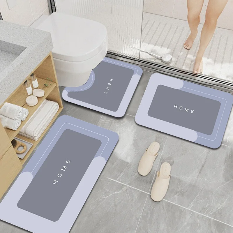 3-Piece Crystal Carpet Set, Non Slip, 100% Polyester And Crystal, 1000Gsm, 0.1 Inch Thick, Rectangular Bathroom Mat, Suitable