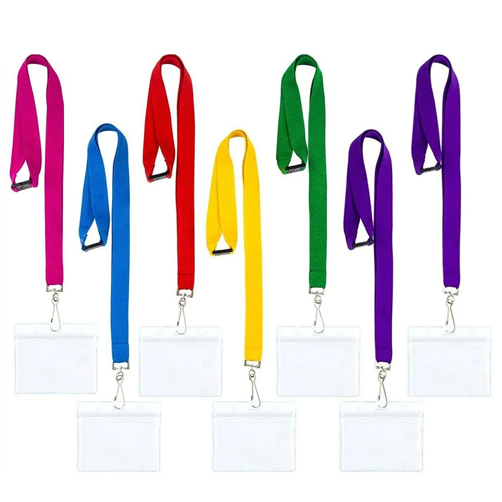 

7 Pcs Card ID Holder Work Lanyards for Badges Cotton Rope Sleeves Name Holders with