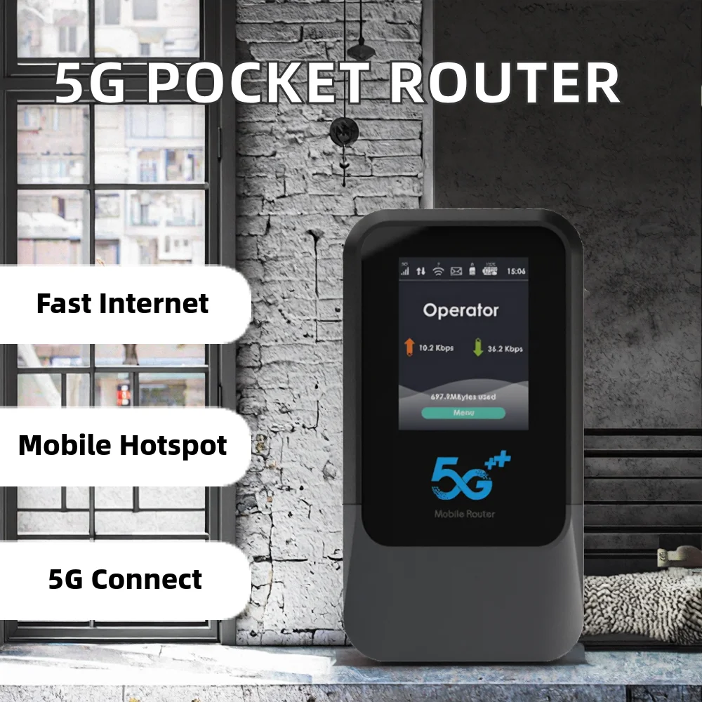 UNISOC V510 5G SA NSA Modem Portable Mini WiFi6 Indoor Router with 4000mAh Mobile Hotspot SIM/Esim Optional for Home Use