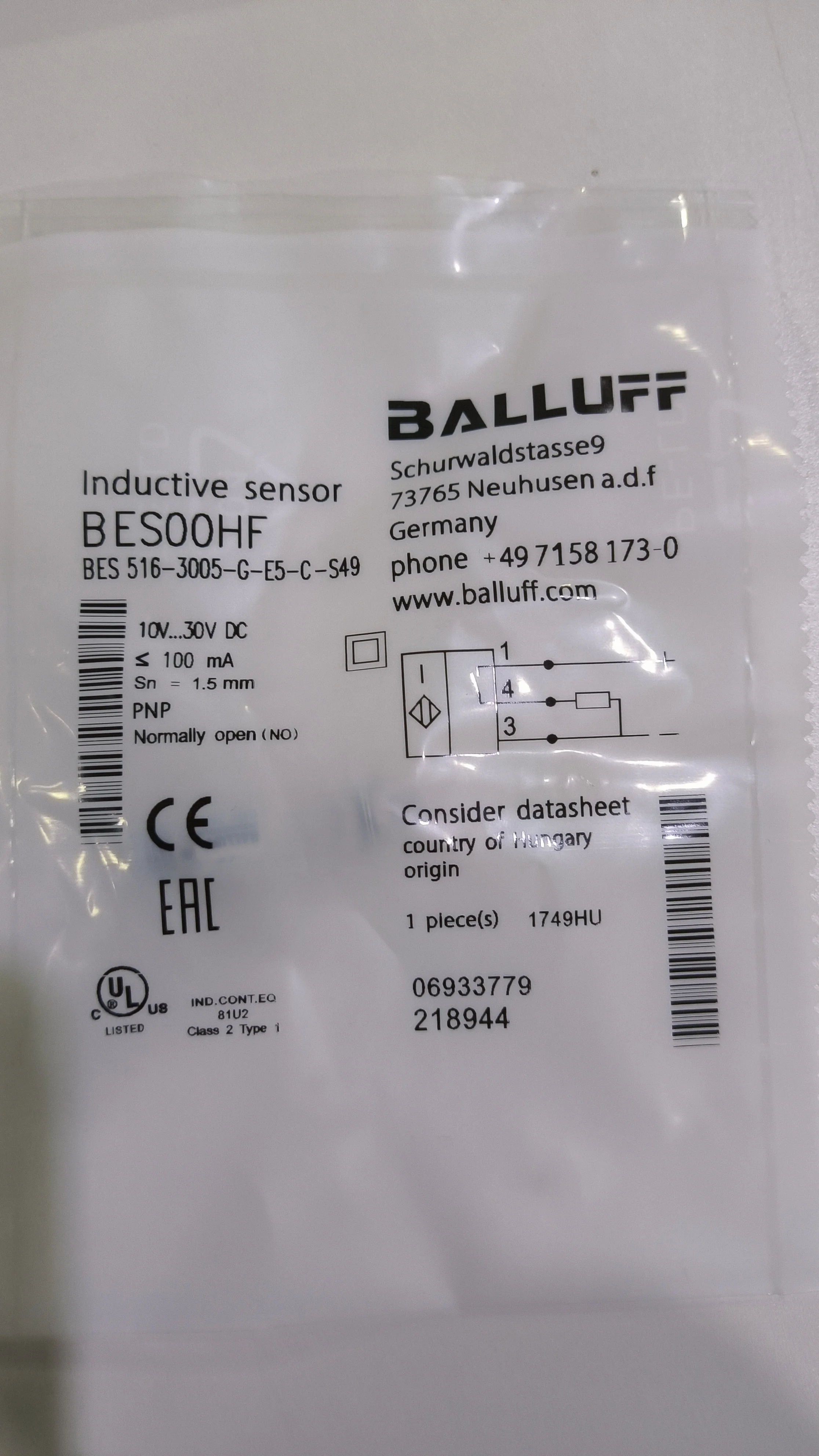 Brand New Balluff BES516-3005-G-E5-C-S49