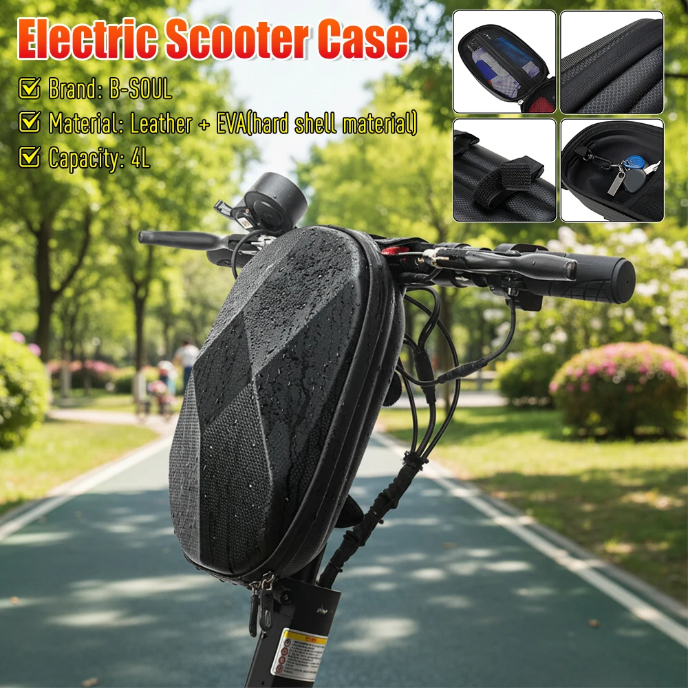 

4L Waterproof Electric Scooter Bag Handlebar Hard Shell Bag 4L Kick Scooter Front Top Tube Frame Container Bags
