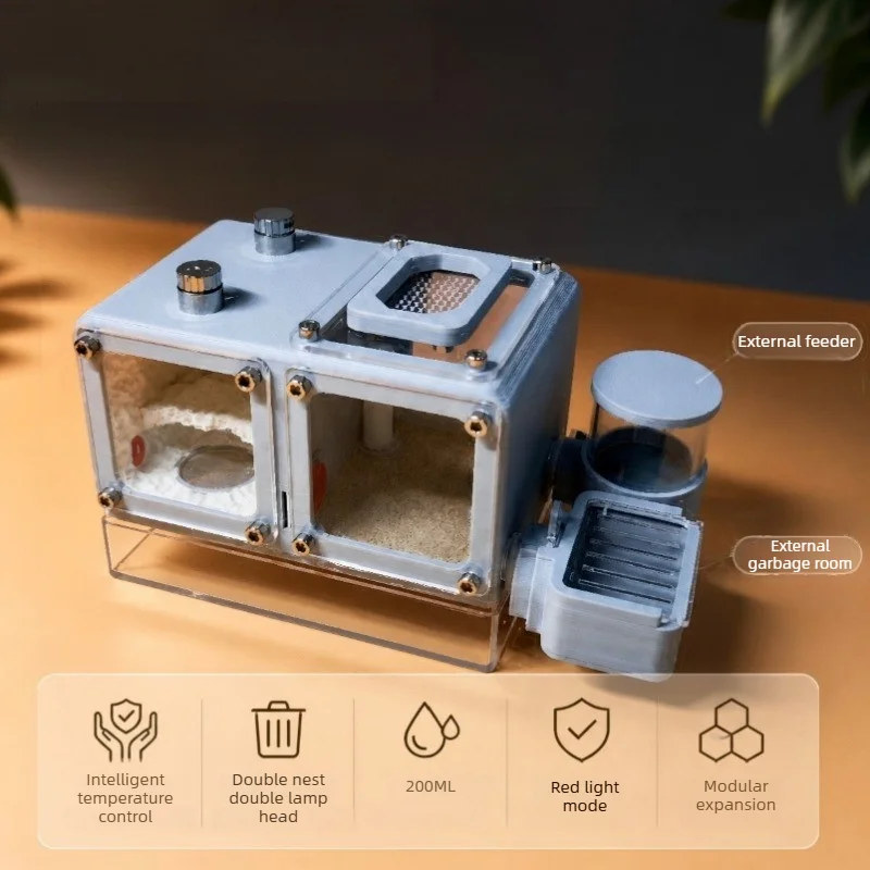 Thermostatic Ant Castle with Light Heating Concrete Acrylic Ants Terrarium Moisturizing Small Ant Queen Nest Ants Habitat House
