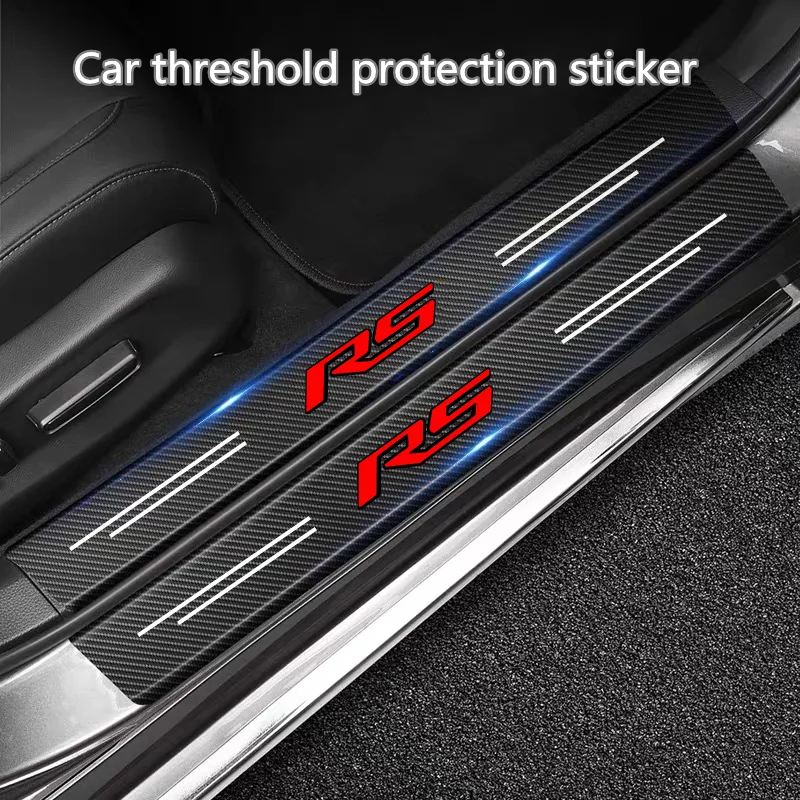 Carbon Fiber Car Threshold Protective Film Waterproof Car Sticker For Chevrolet RS Corvette Camaro Tahoe Cruze Malibu Accessorie