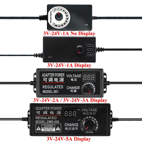 Imagen 2 del producto Transfotrmer AC 220V a DC 12V 24V 5V adaptador de fuente de alimentación ajustable DC 3V-24V transformadores AC 220 V a 12 24 V con enchufe de 8 Uds