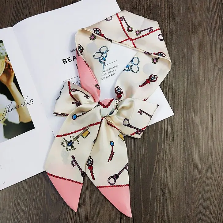 Spring Summer Women Easiest Match Long Small Silk Scarf Streamer K-style Professional Suit Easiest for Match Thin Narrow Scarf