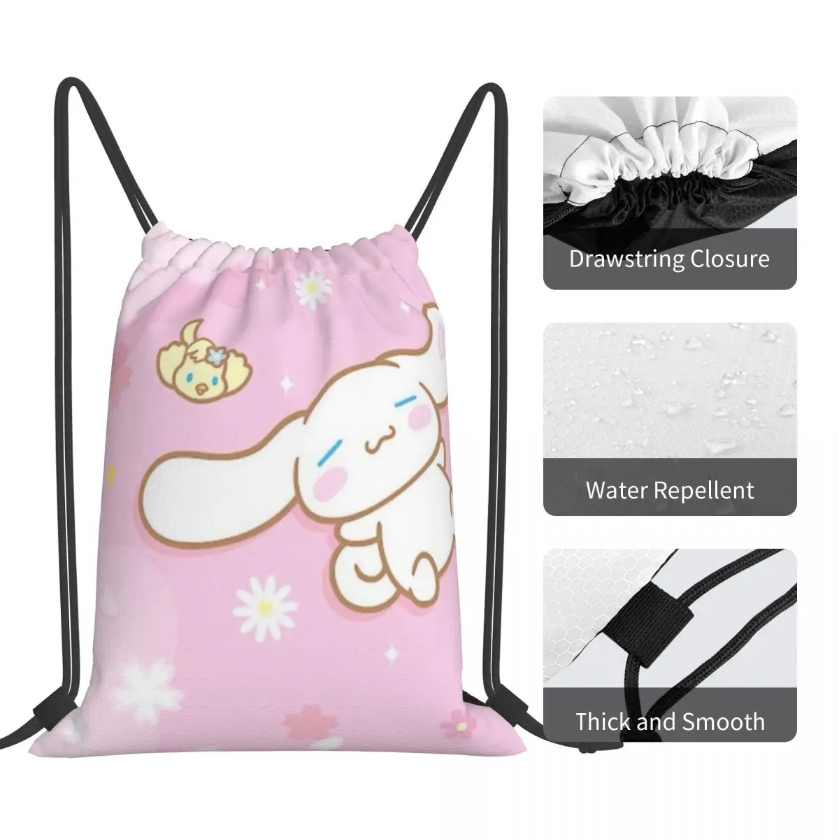 Cinnamoroll Sports Drawstring Backpack Sport Fitness Travel Outdoor Sackpack Women And Men Large Capacity Gym Swim Beach Bags