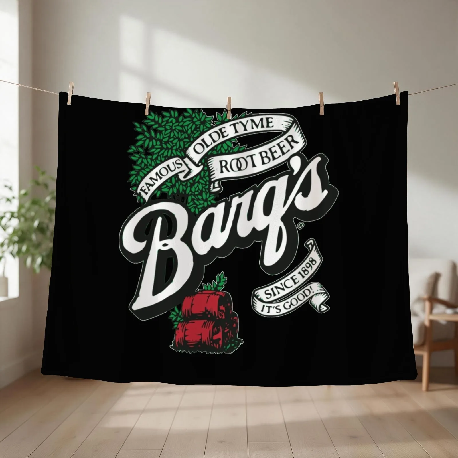 Barq's Root Beer Logo T-Shirt Throw Blanket couch cozy soft plush fuzzy picnic outdoor blanket
