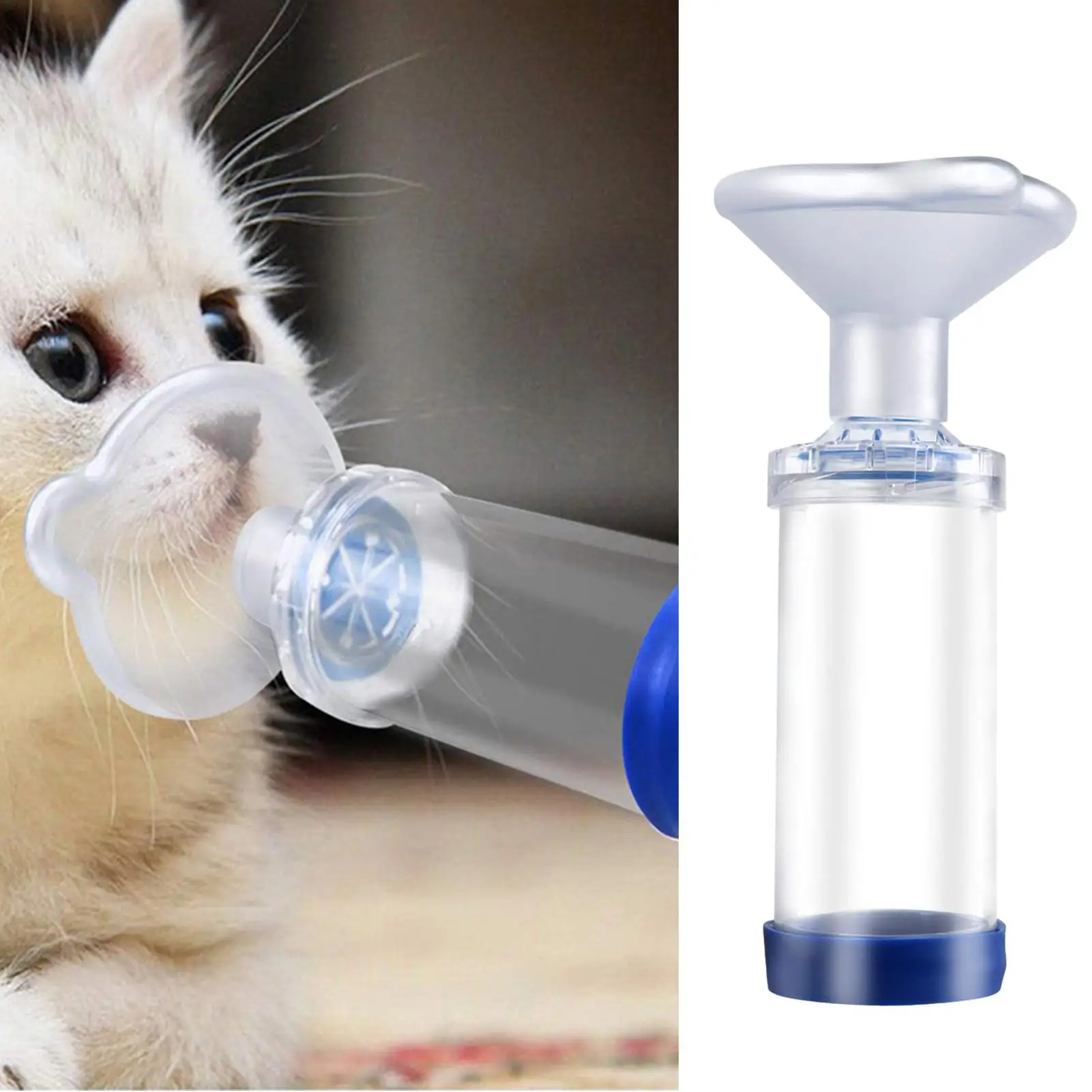 Dog Cat Inhaler Spacer Feline Assist Inhalation Pump Lightweight Aerosol Chamber Inhaler Portable for Cats Dogs Breathing Relief