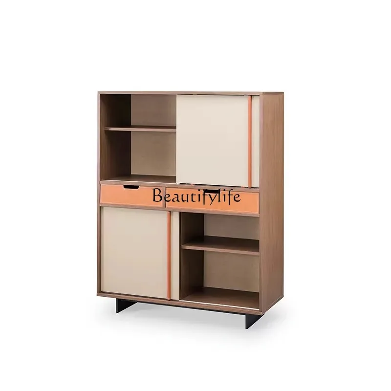 

Nordic simple solid wood dining side cabinet small apartment living room household multi-functional locker