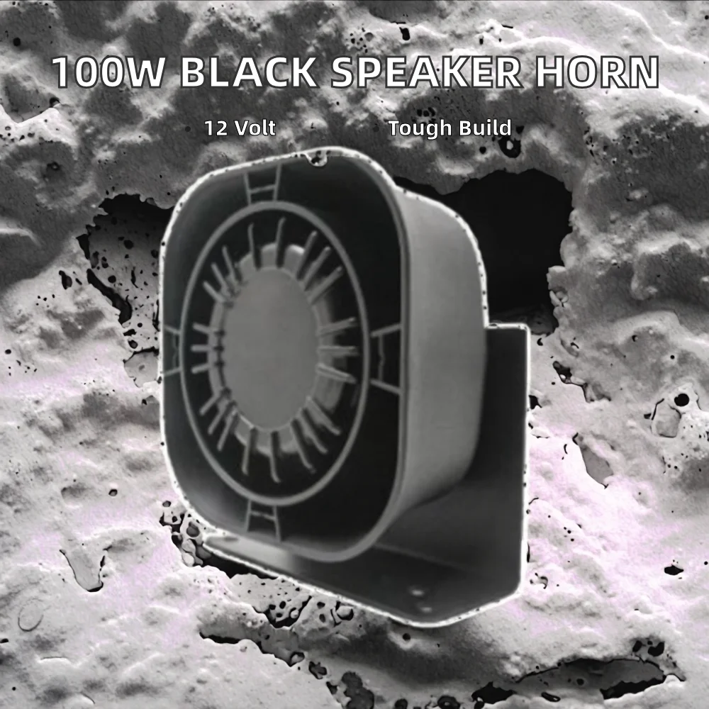 100W Black Body Siren 12V Electrical Car Component Iron Other Black Body Speaker in stock view 3