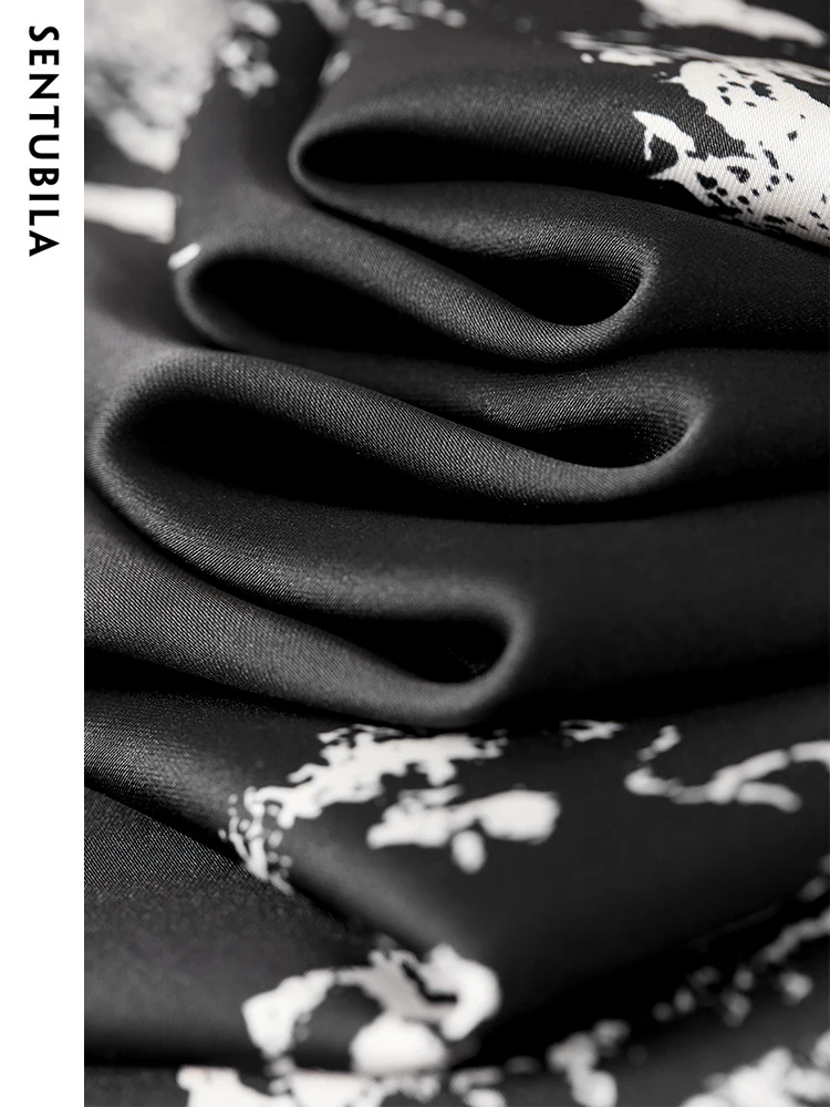 SENTUBILA Print High Waist Slim Hip Skirt Women Fashion Chinese Style Midi Ink Painting Printing Trumpet Skirts Female 133Q50920