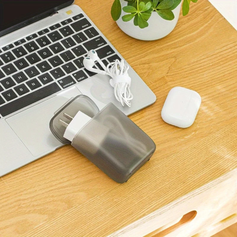 1pc Portable Winding Cable Headphone Cable Charger Storage Box, With Lid Drawer Finishing Box