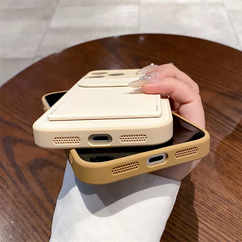 Card Slot Pocket Holder Wallet Case for iPhone 17 Air 16 E 15 14 12 13 Mini 11 Pro Max X XS XR 7 8 Plus Shockproof Leather Cover