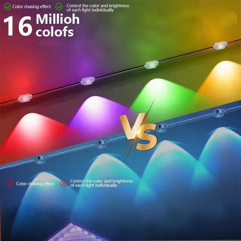 영구 야외 조명 스마트 RGB 처마 조명 앱 제어 DIY 패턴 음악 모드 IP67 방수 할로윈 장식 파티용