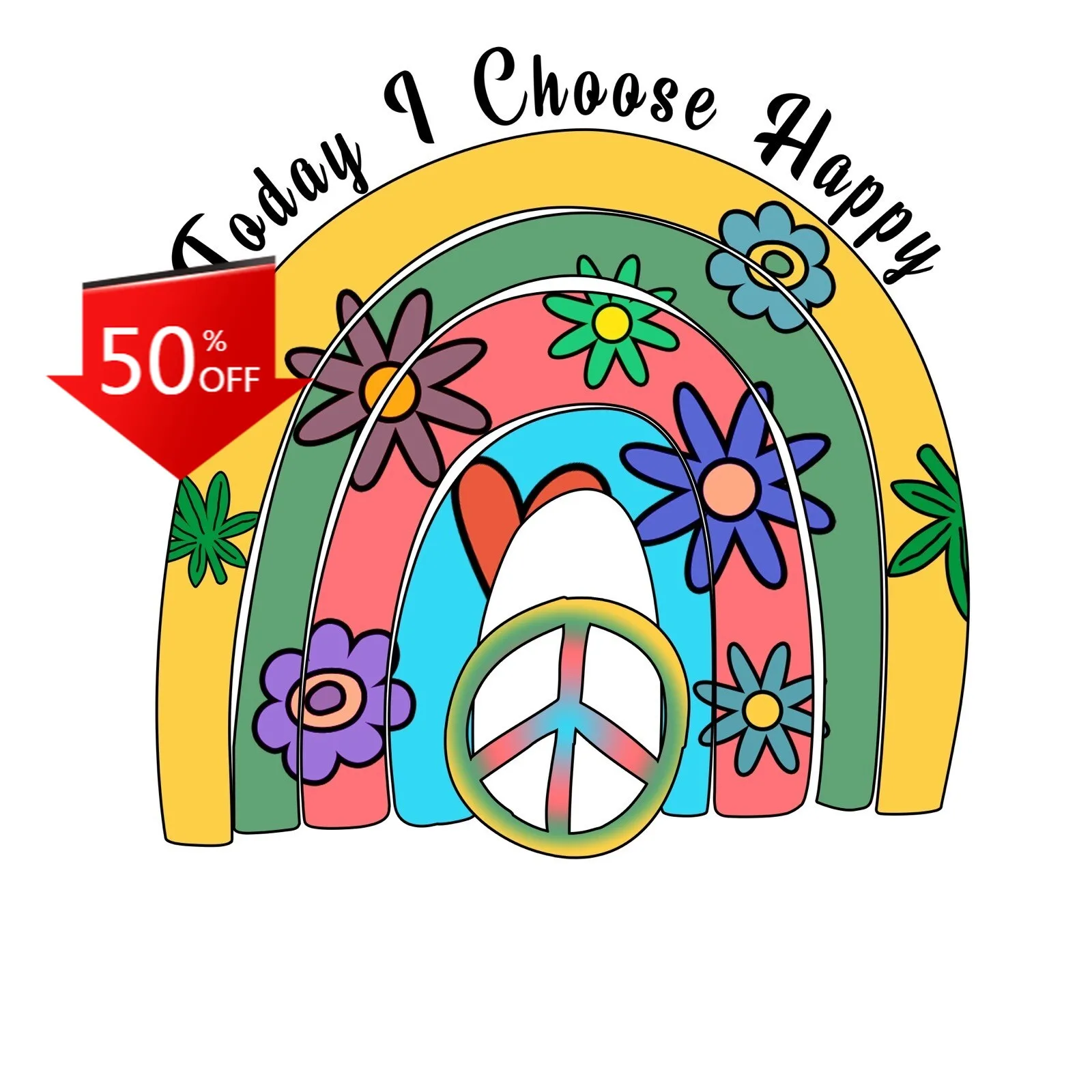 

Hippie Rainbow Choose Happy Retro Car Laptop Window Bumper Waterproof Vinyl Decal Gift Funny Vintage Cute Cool Retro Cool