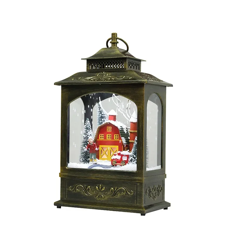 For 2022 Christmas Snow Decoration Hanging Lights LED Pendulum Music Retro Flat Wind Lights Holiday Home Party Decor