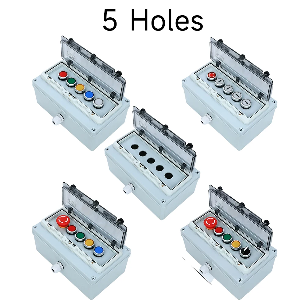 5 holes Outdoor waterproof button control box emergency stop start stop box with protective cover outdoor rainproof power switch