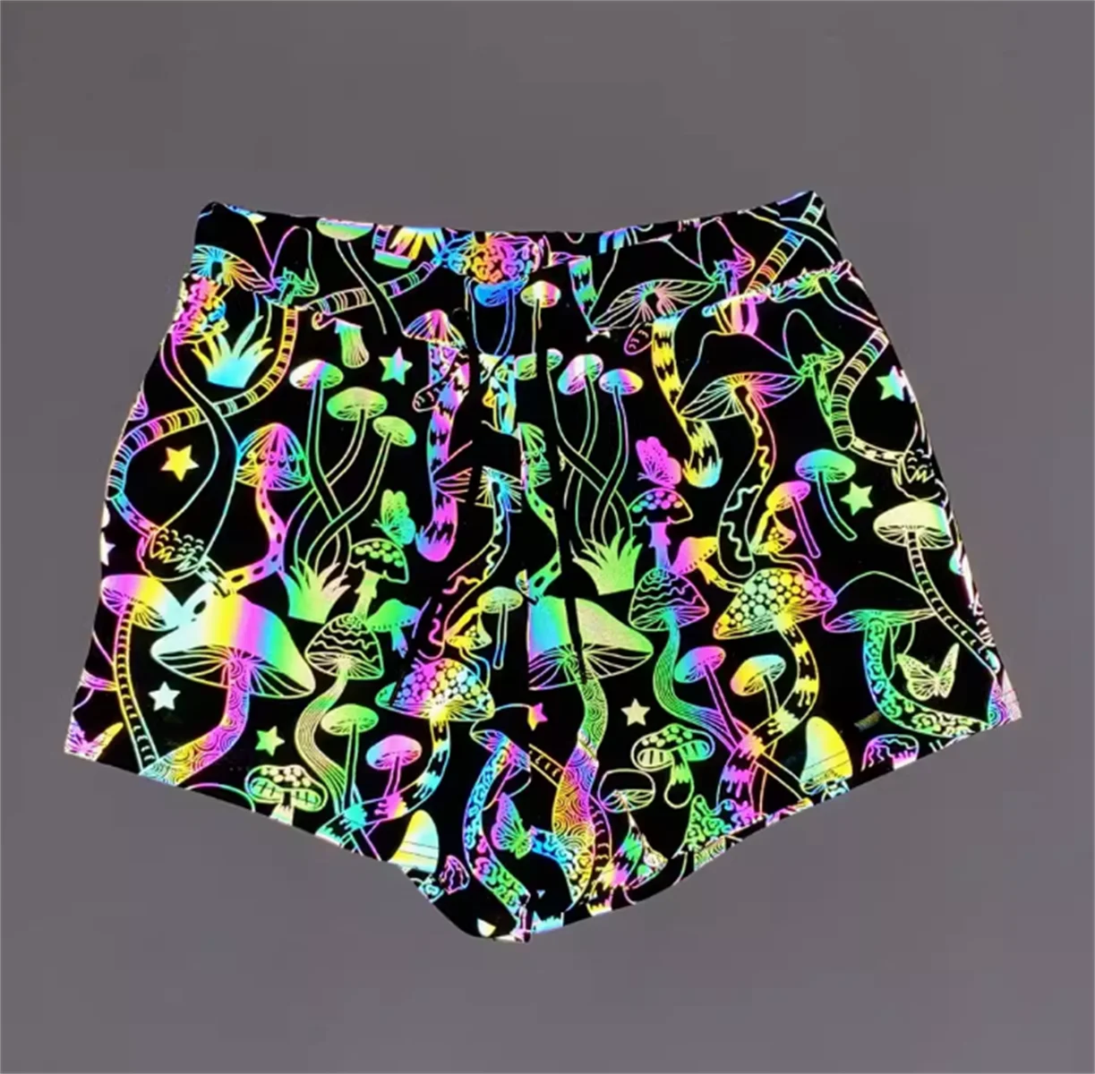 

Summer men's mushroom colorful reflective shorts for fitness