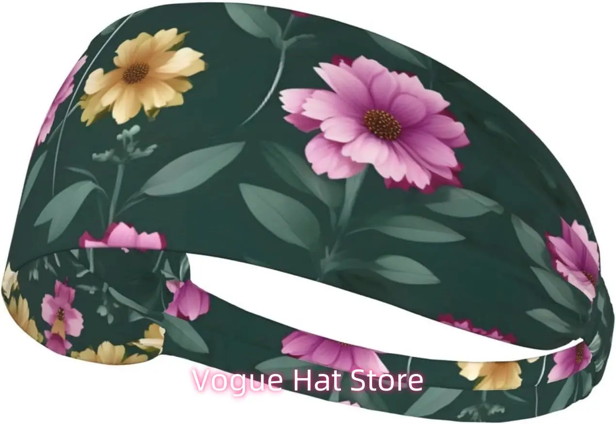 

Elastic Exercise Headband, Outdoor Sports Elastic Headband, Fitness, Yoga, Running, Cycling Beautiful Purple Flowers Pattern