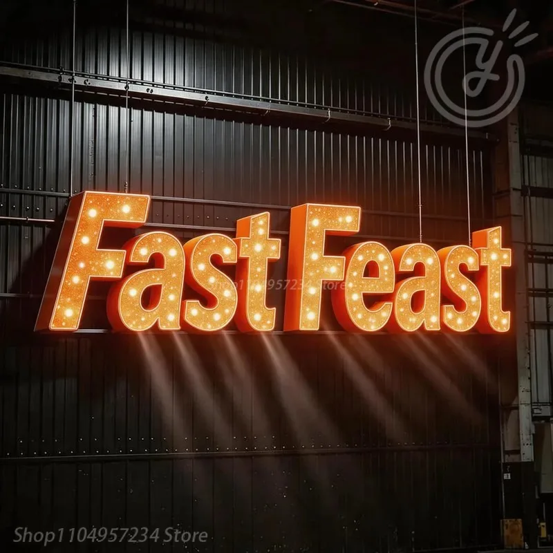 Custom LED Channel Letters 3D Starry Sky Waterproof Lighting Long Lasting Sign, Fast Feast Logo for Restaurant Car Wall Decor
