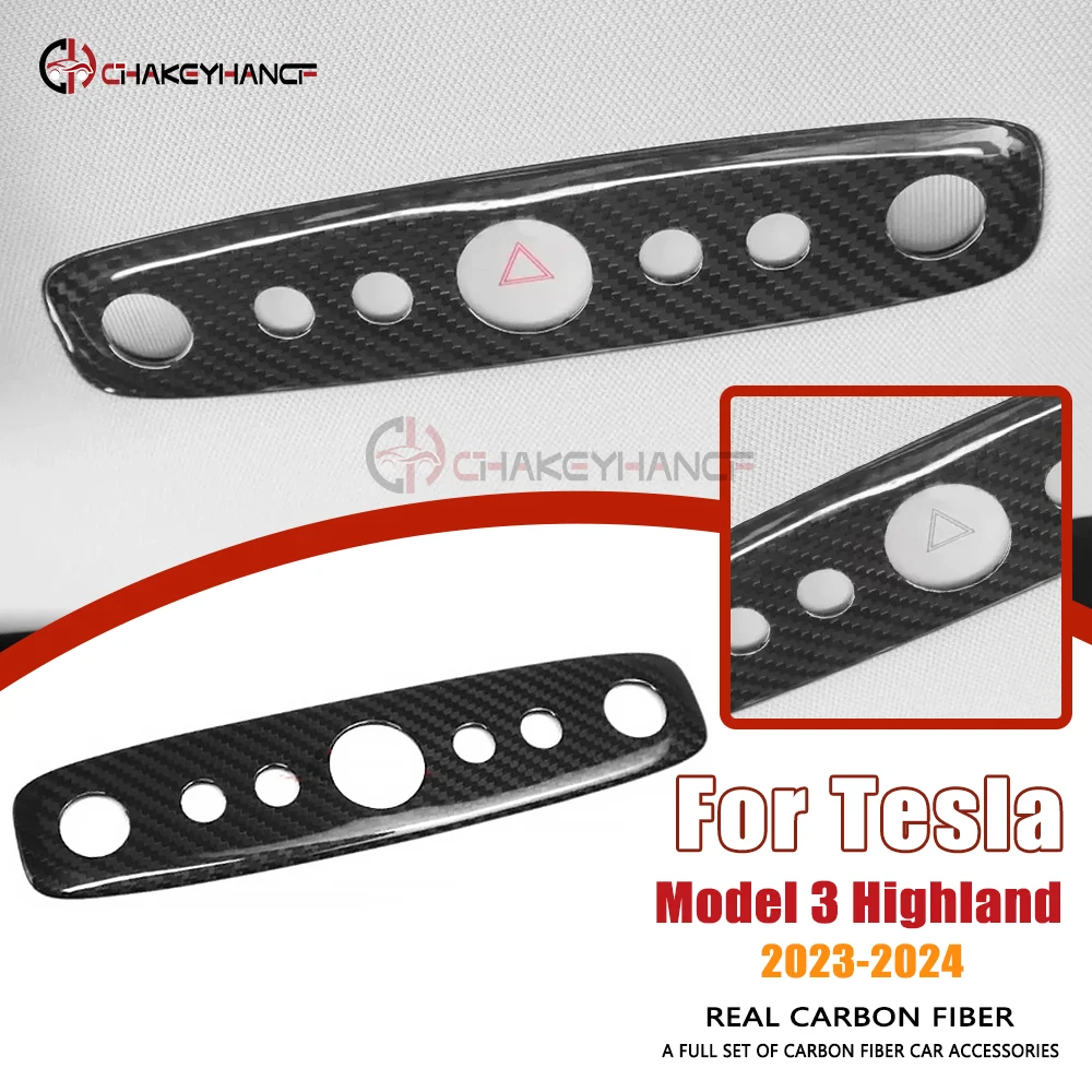 

Real Carbon Fiber Car Reading Light Switch Panel Cover Auto Interior Accessories for 2023-2024 Tesla Model 3 Highland