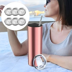 6Pcs Skinny Tumbler Lid Plastic Tumbler Replacement Lids Splash Resistant Tumbler Covers Spill Proof Clear Cup Cover Set